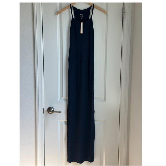 Skims Cotton Rib Long Cami Dress in Navy, Size XXS - Picture 6 of 9